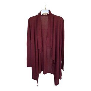 Knox Rose Long Line Cardigan Waffle Knit Open Front with Drapey Collar Size 1